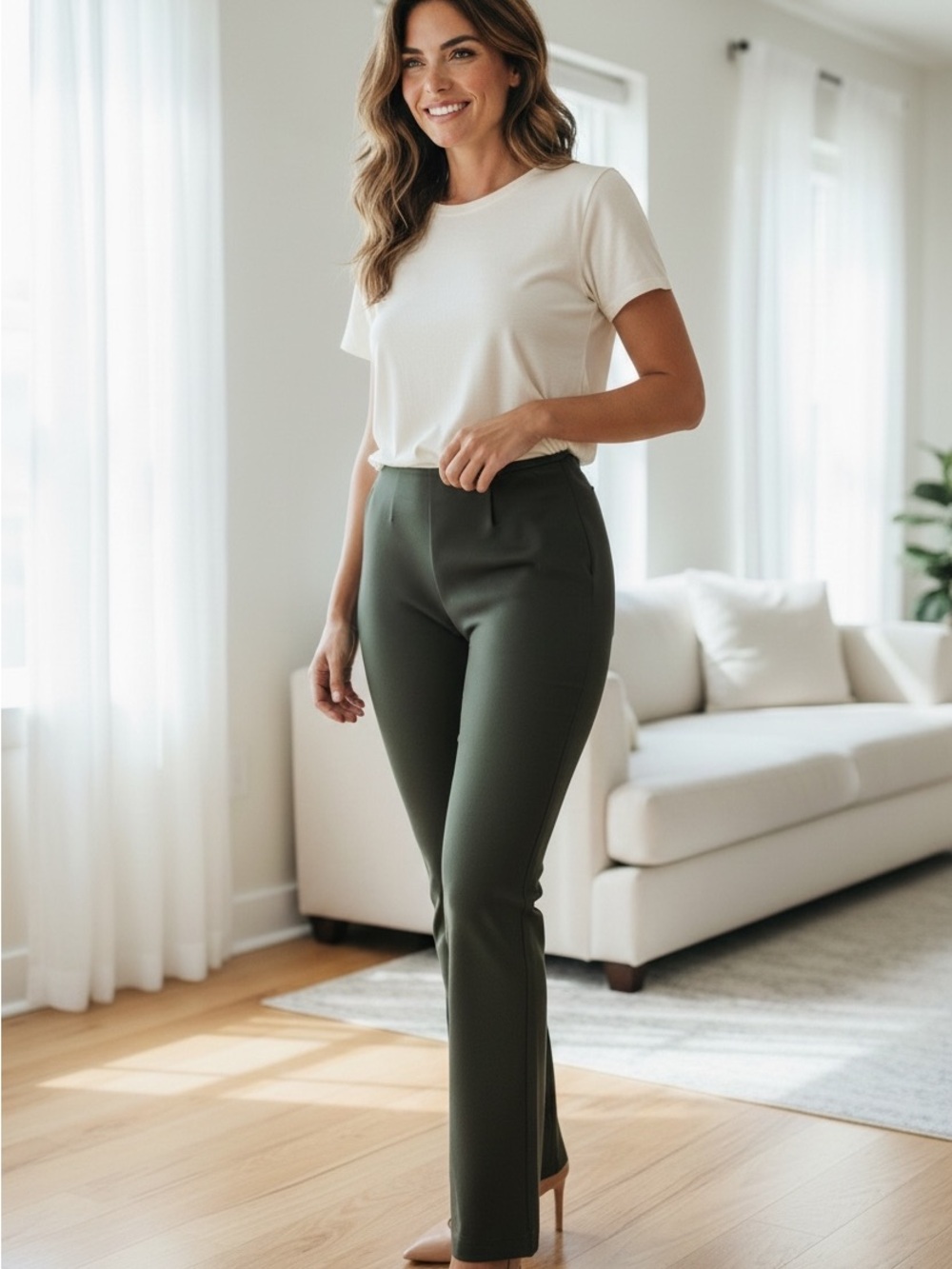 Worth New York Classic High-Rise Dress Pants - Olive